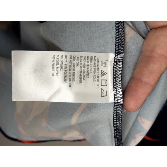 C Wonder Christian Siriano Mock Neck Ruffle Detail Dress 2X Blue Floral NWT - Picture 3 of 10